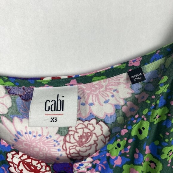 Cabi Isla Floral Print Button-Up Trellis Tank Top Green Spaghetti Strap Size XS - Picture 4 of 5